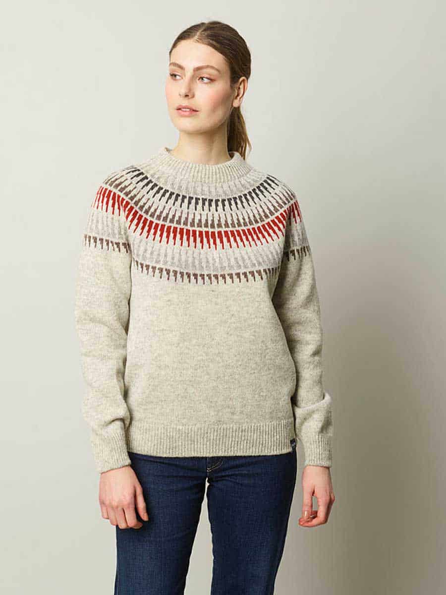 Spiret wool sweater light grey rusty red | Mall of Norway