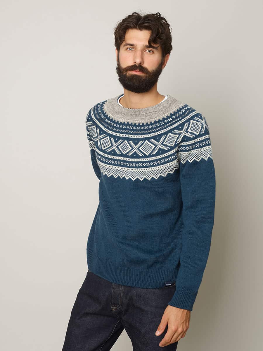 Marius roundneck wool sweater midnight blue | Mall of Norway